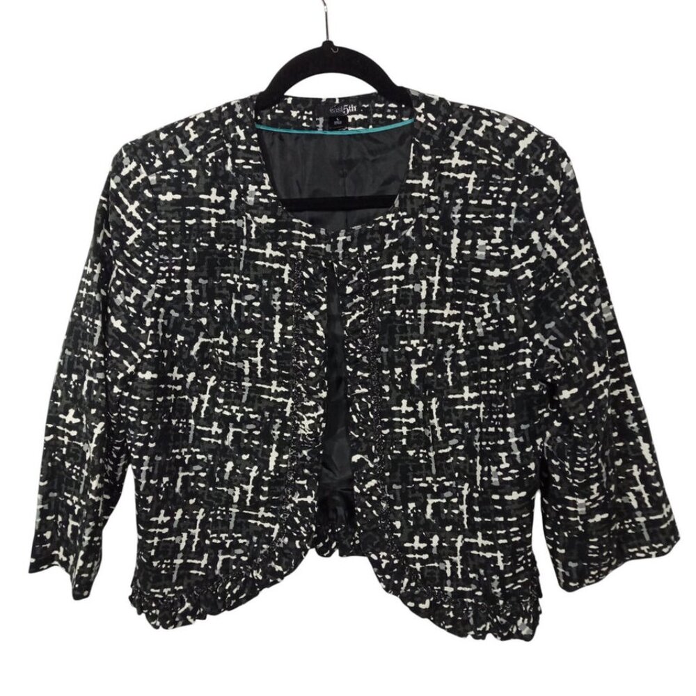 East 5th Jacket Womens Large Cropped Blazer 3/4 Sleeve Lined Old Money Office
